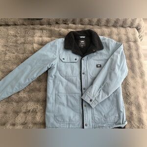 Vans Men’s Light Blue Jacket with Black Sherpa Collar drill coat